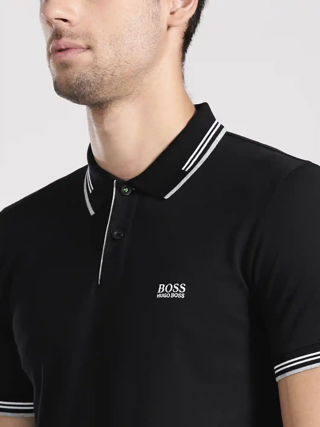Collar Hugo Boss Polo Online BOSS Green Men Black Solid Polo