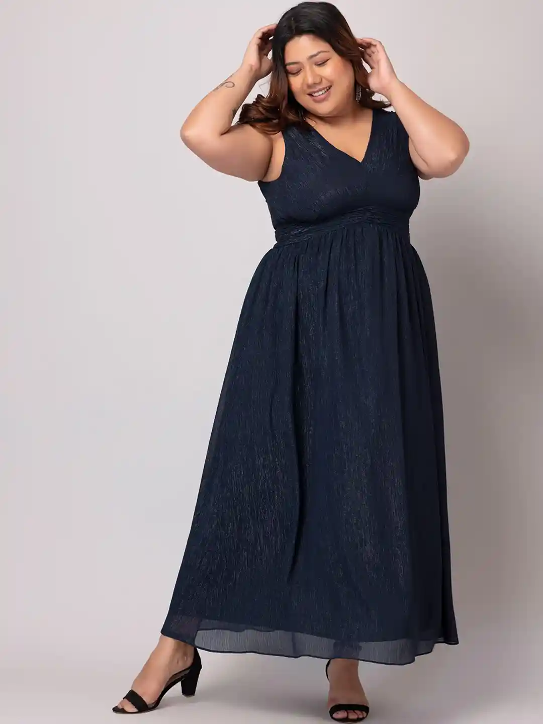 Buy FabAlley Curve Plus Size V-Neck Sleeveless Maxi Dress