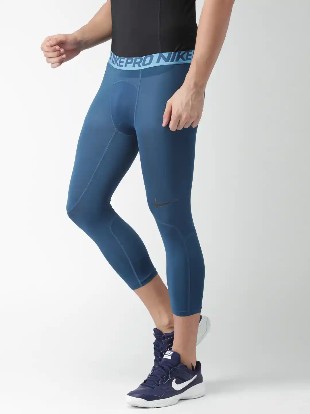Buy Nike Blue Printed Compression Pro Tights Tights for Men
