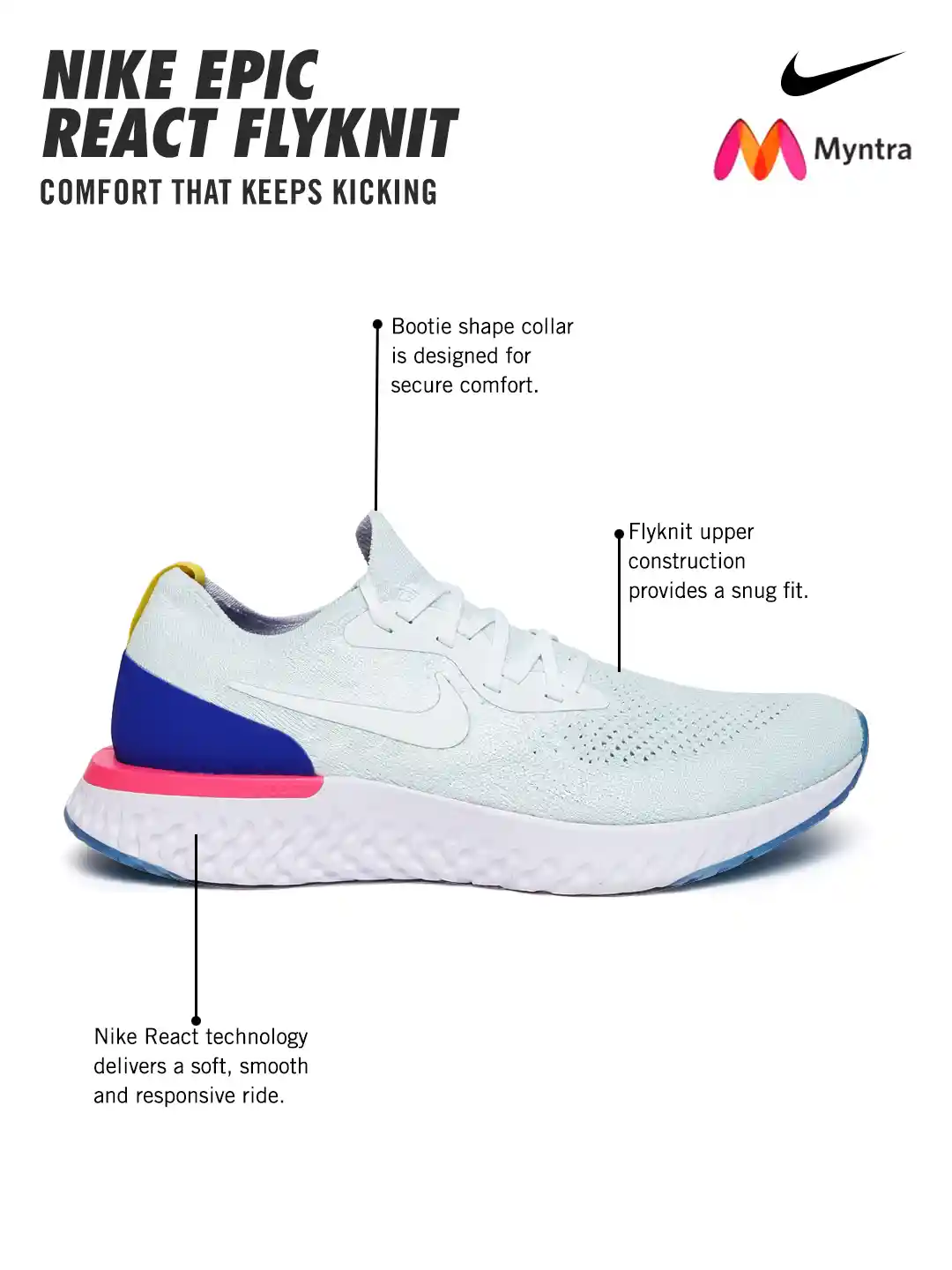 Buy Nike Women White EPIC REACT FLYKNIT Running Shoes Sports