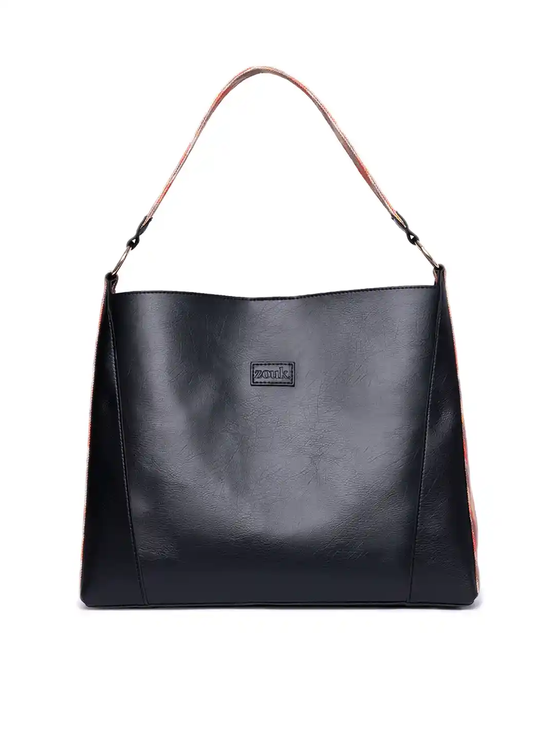 Buy ZOUK Black Geometric Printed Vegan Leather Bucket Tote Buy ZOUK Black Geometric Printed Vegan Leather Bucket Tote