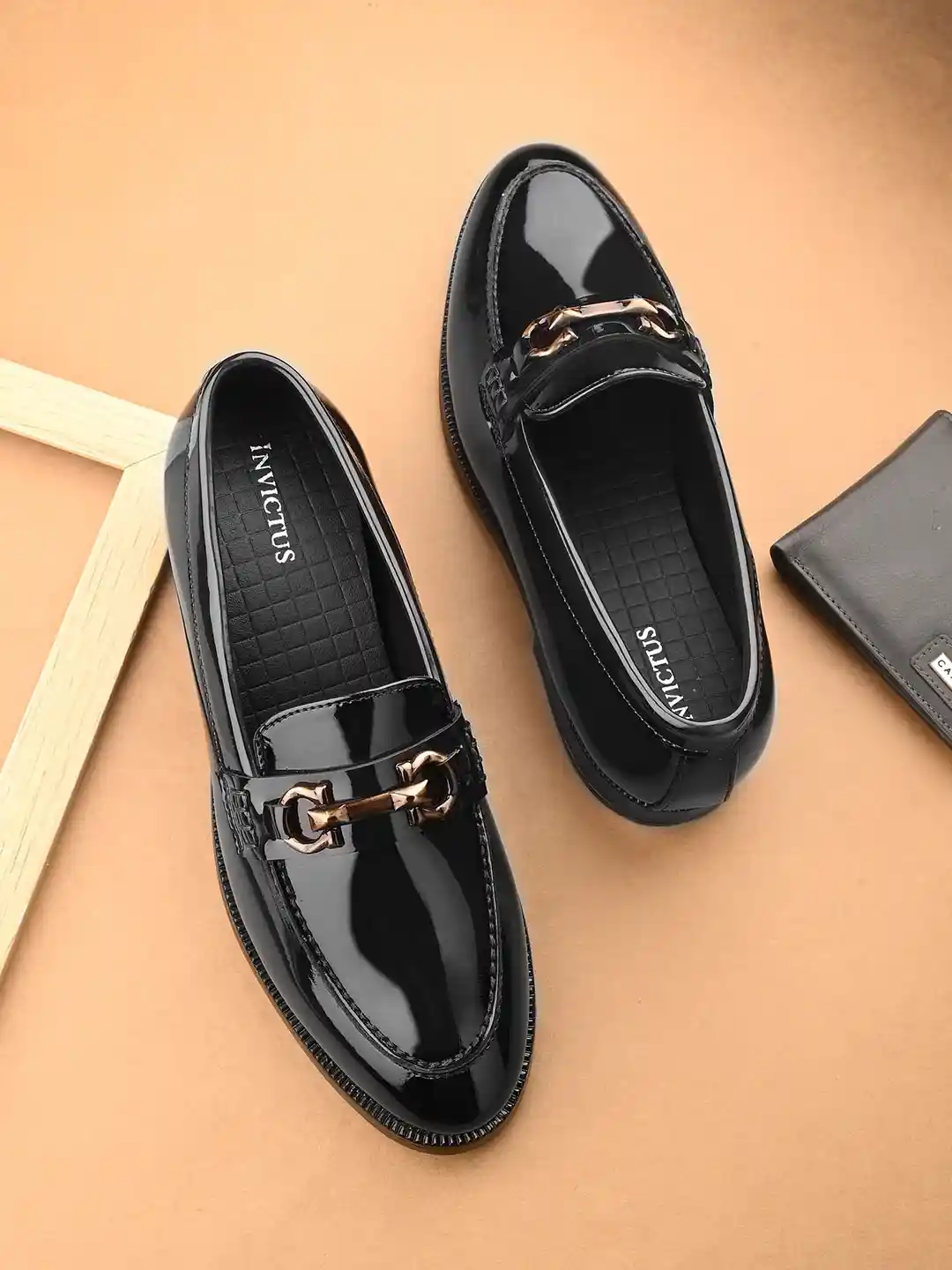 INVICTUS Men Patent Leather Formal Horsebit Loafers