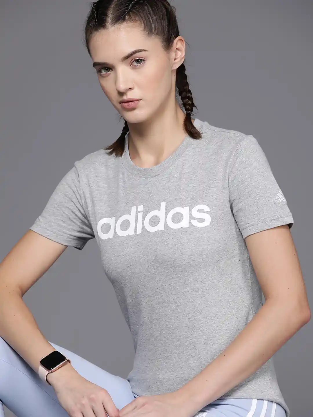 Buy ADIDAS Women LIN Brand Logo Printed Pure Cotton Slim Fit T