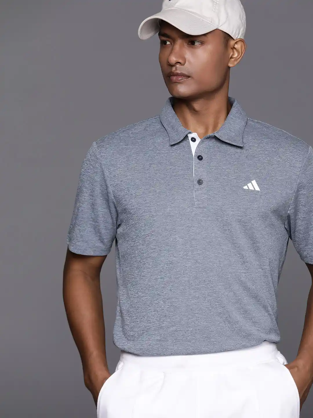 Buy ADIDAS Men Drive Heather Polo Collar Golf T-shirt Tshirts