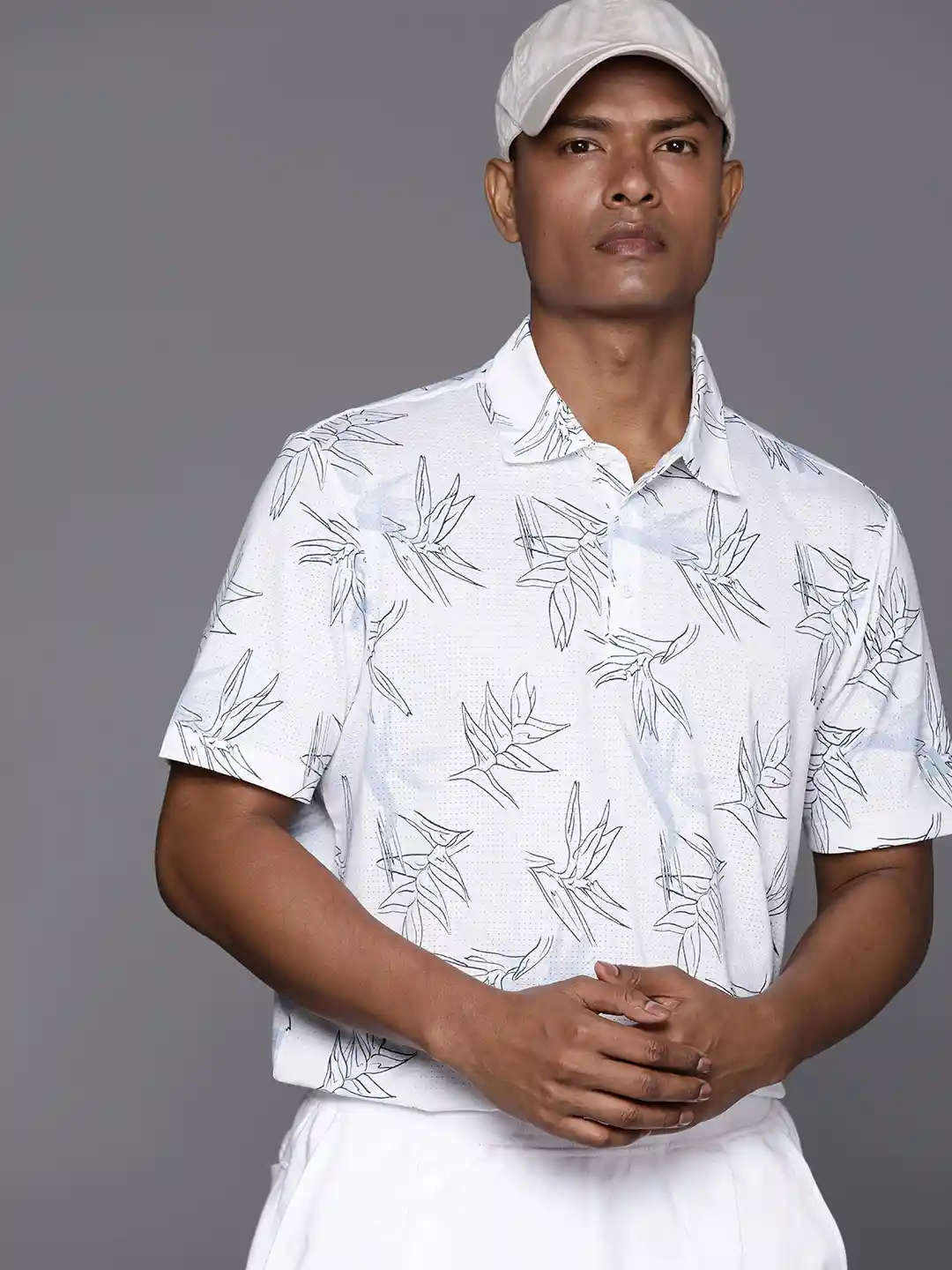 Buy ADIDAS Men Floral Printed Oasis Mesh Polo Collar T-shirt