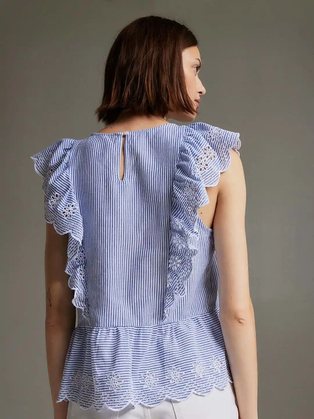 Buy H&M Frill-Trimmed Cotton Blouse Tops for Women 23733104 Myntra