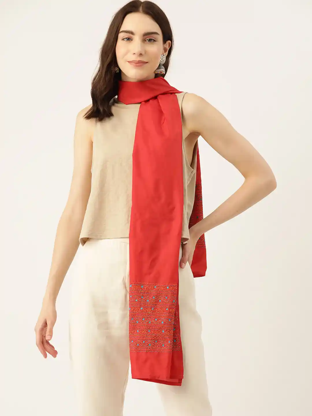 Shawl Myntra Stoles ArtEastri Kantha Silk Stole