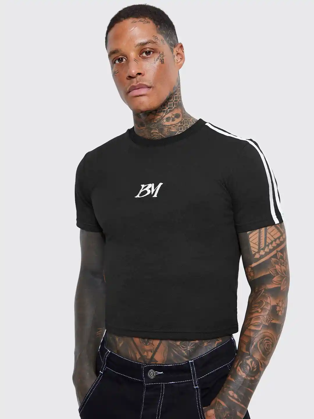 Buy boohooMAN Pure Cotton Slim Fit Crop T-shirt Tshirts for Men