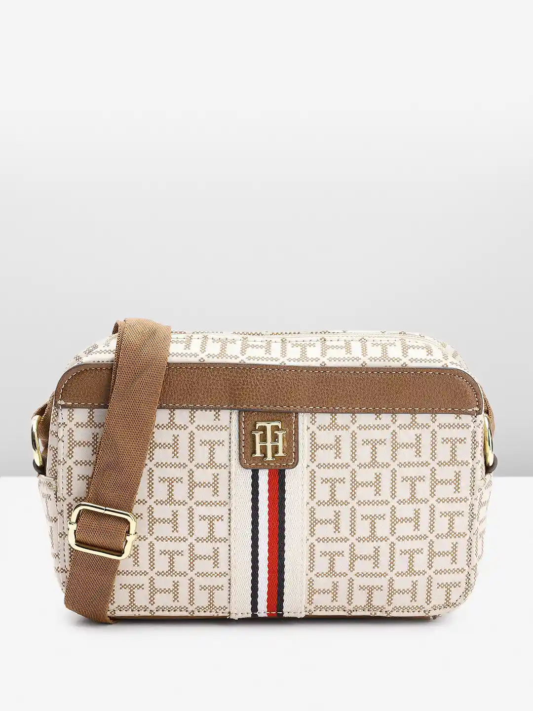 Buy Tommy Hilfiger Brand Logo Embroidered Structured Sling Bag