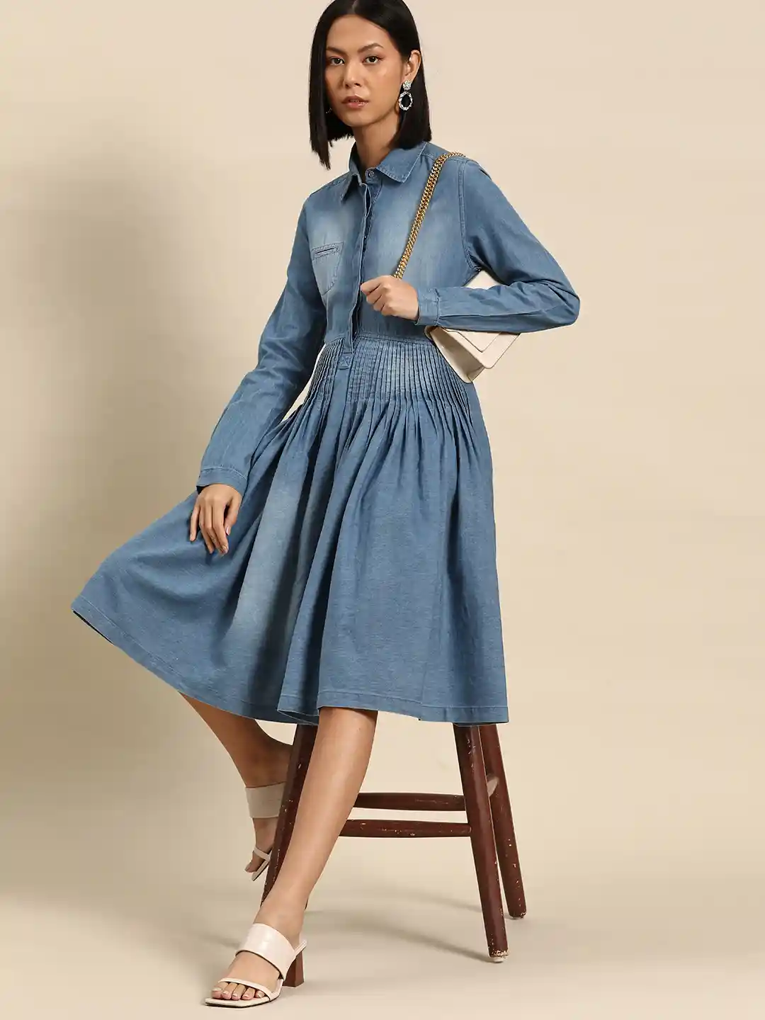 all about you Denim A-Line Cotton Midi Dress