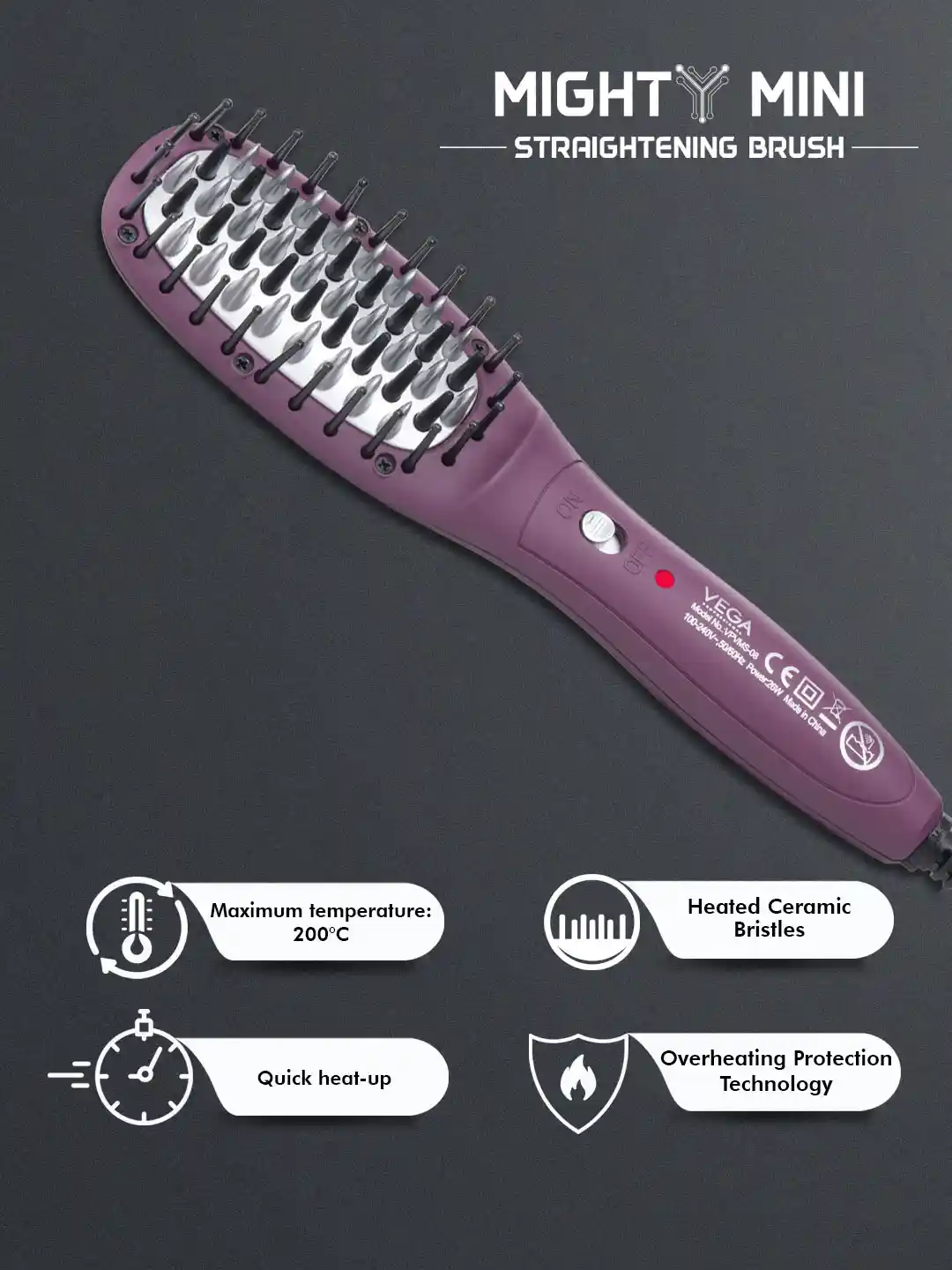 Buy VEGA PROFESSIONAL VPVMS-08 Mighty Mini Hair Straightener Brush