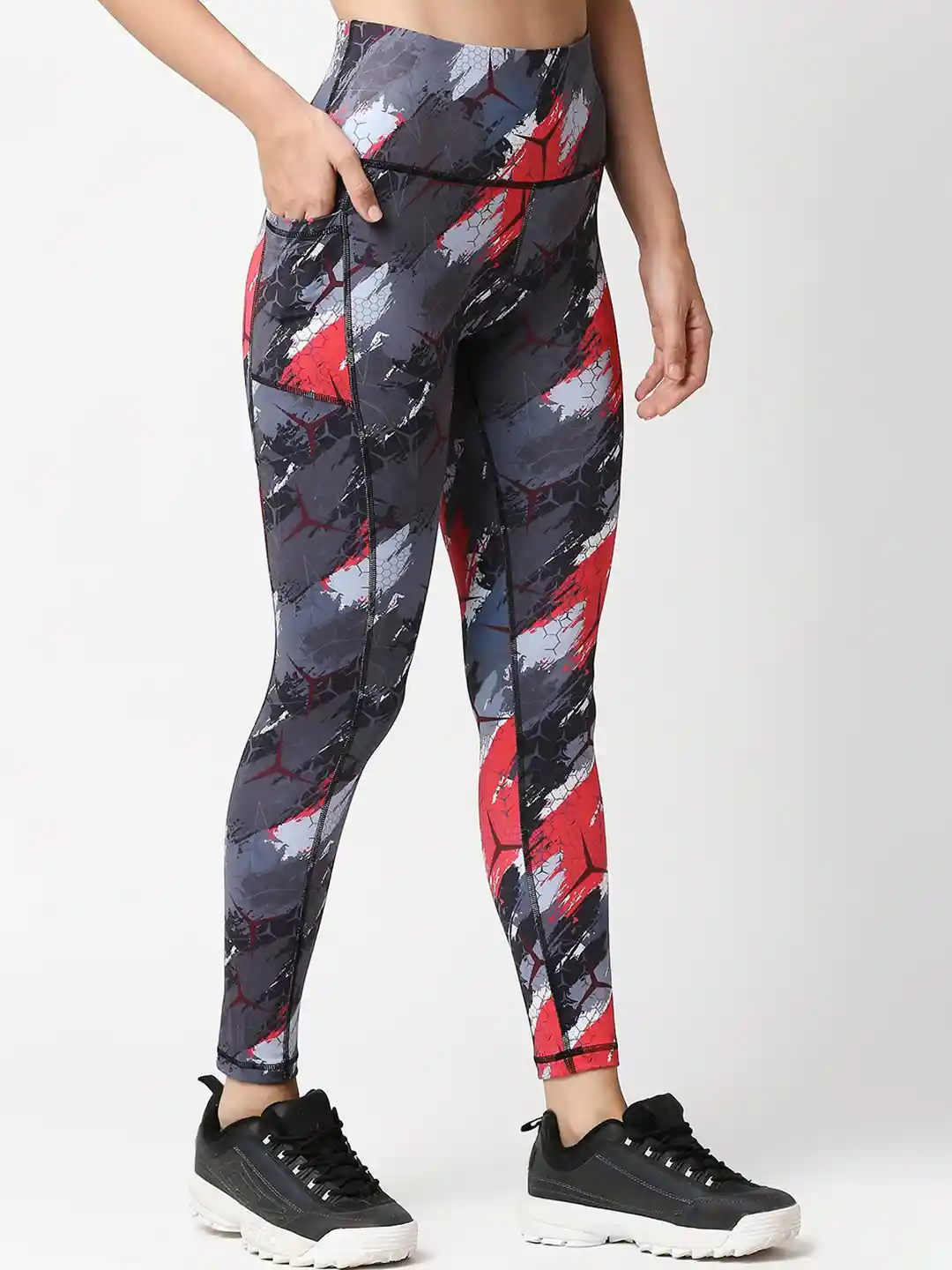 Soie Women High Waist Ankle Length Quick Dry Printed Sports Leggings With  Side Pockets