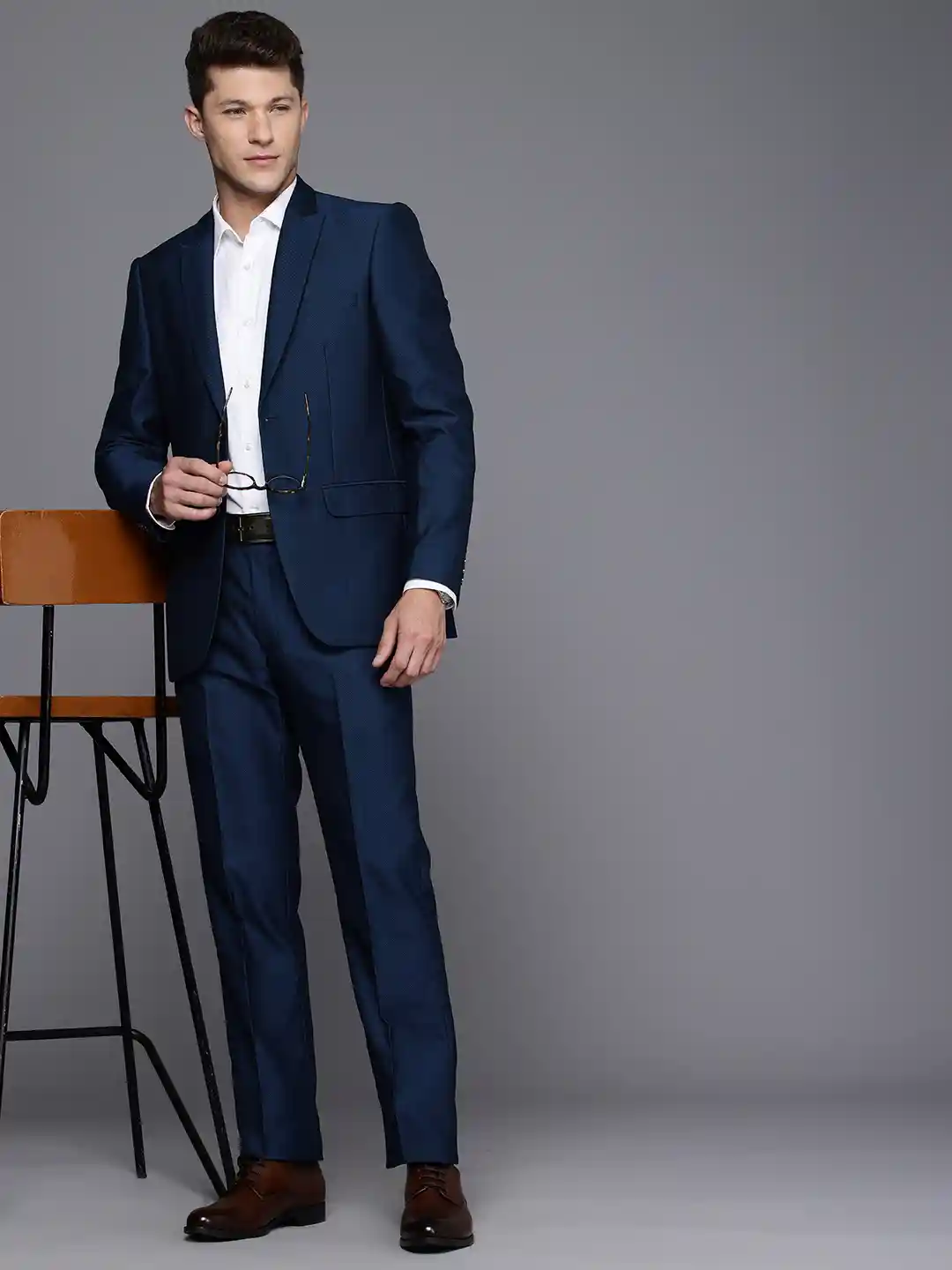 Buy Raymond Contemporary Fit Self Designed Notched Lapel Collar