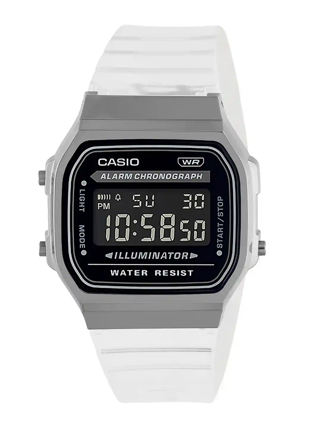 CASIO Vintage A168XES-1BDF Black Digital Dial Transparent Resin Strap D306