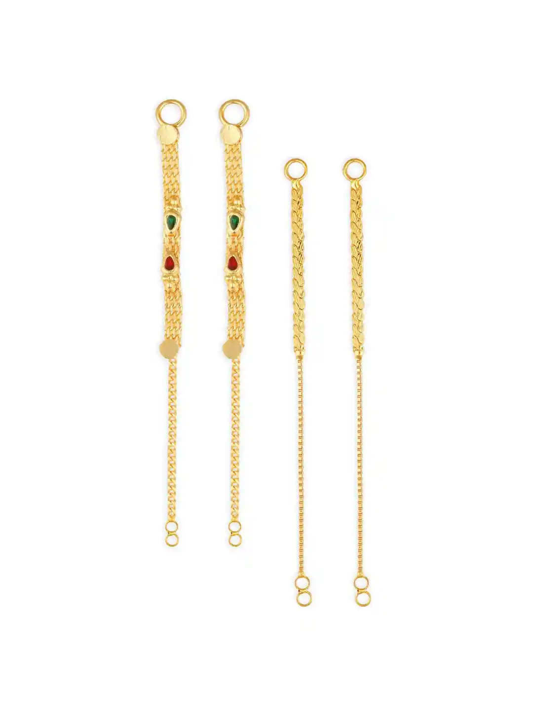 Buy Vighnaharta Set Of Gold-Plated Drop Ear Chain Earrings for