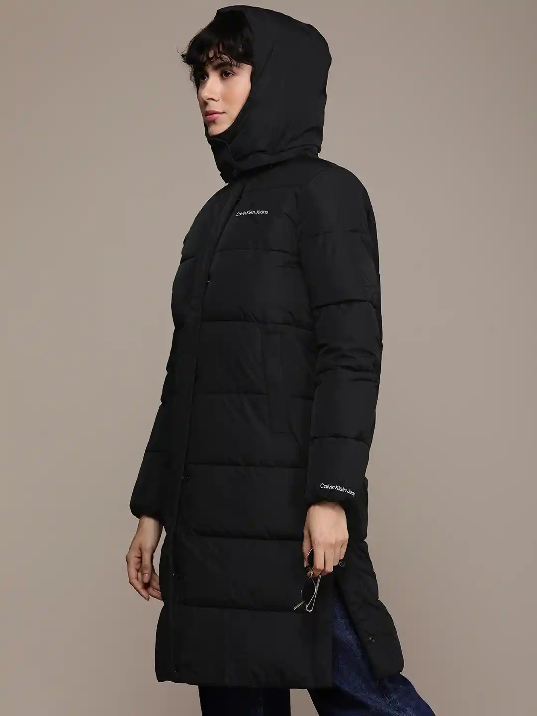 Buy Calvin Klein Jeans Longline Puffer Jacket With Detachable Hood