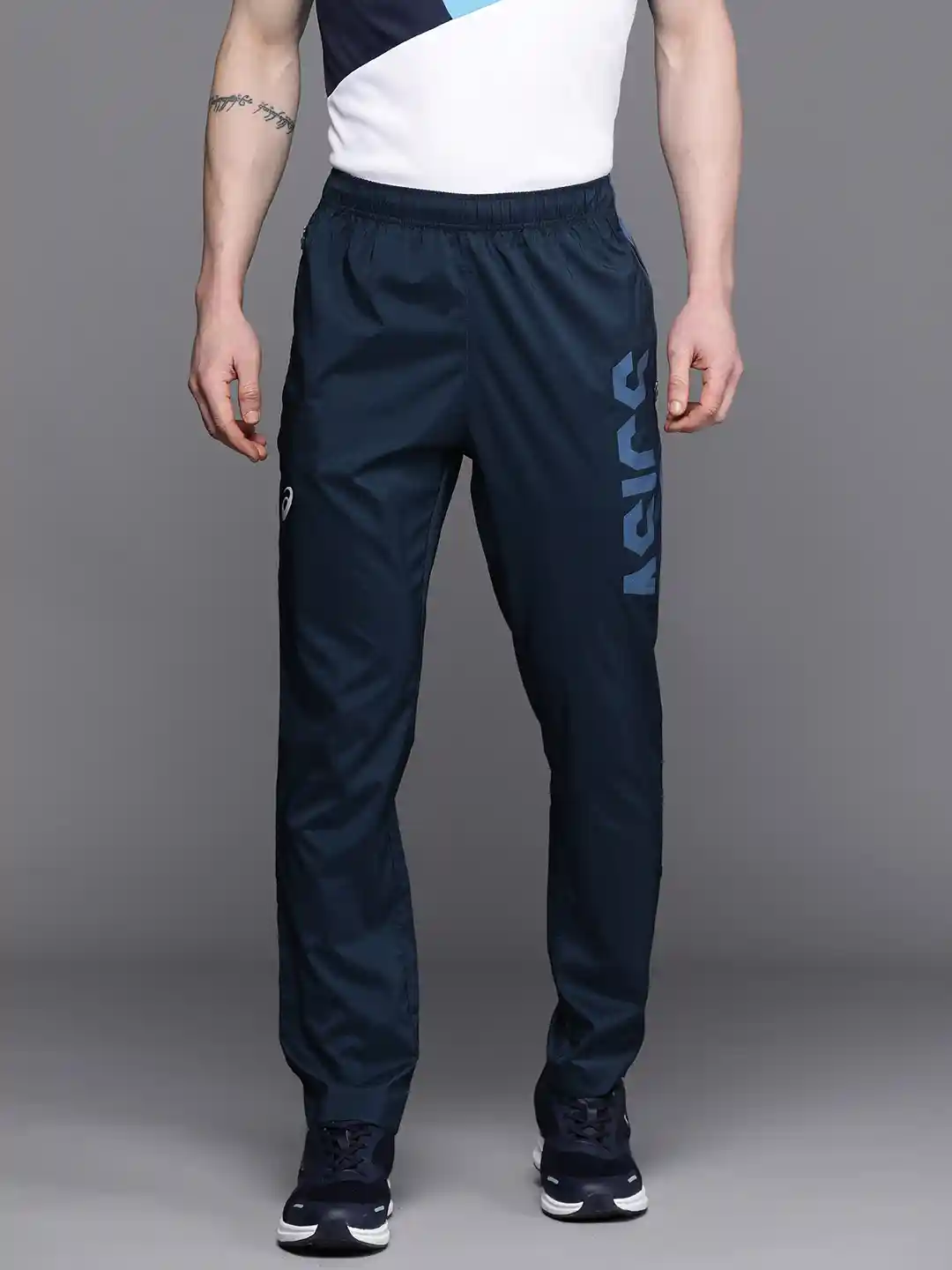 Buy ASICS Men Brand Logo Printed Mid-Rise Running Track Pants