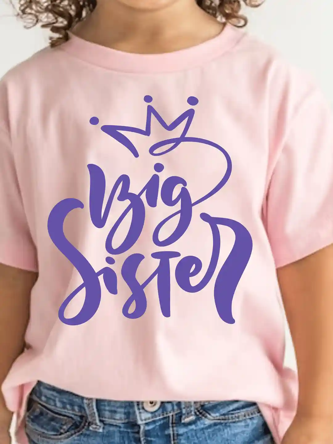 KNITROOT Girls Big Sister Typography Printed Knitted Cotton T-Shirt