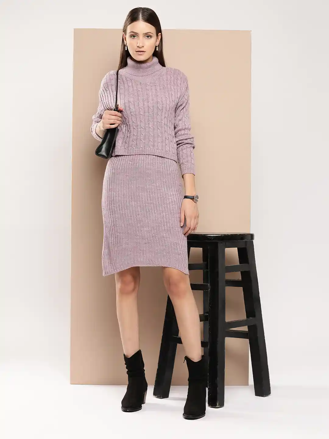 Buy Chemistry Ribbed Acrylic Sweater Dress with Pullover Dresses