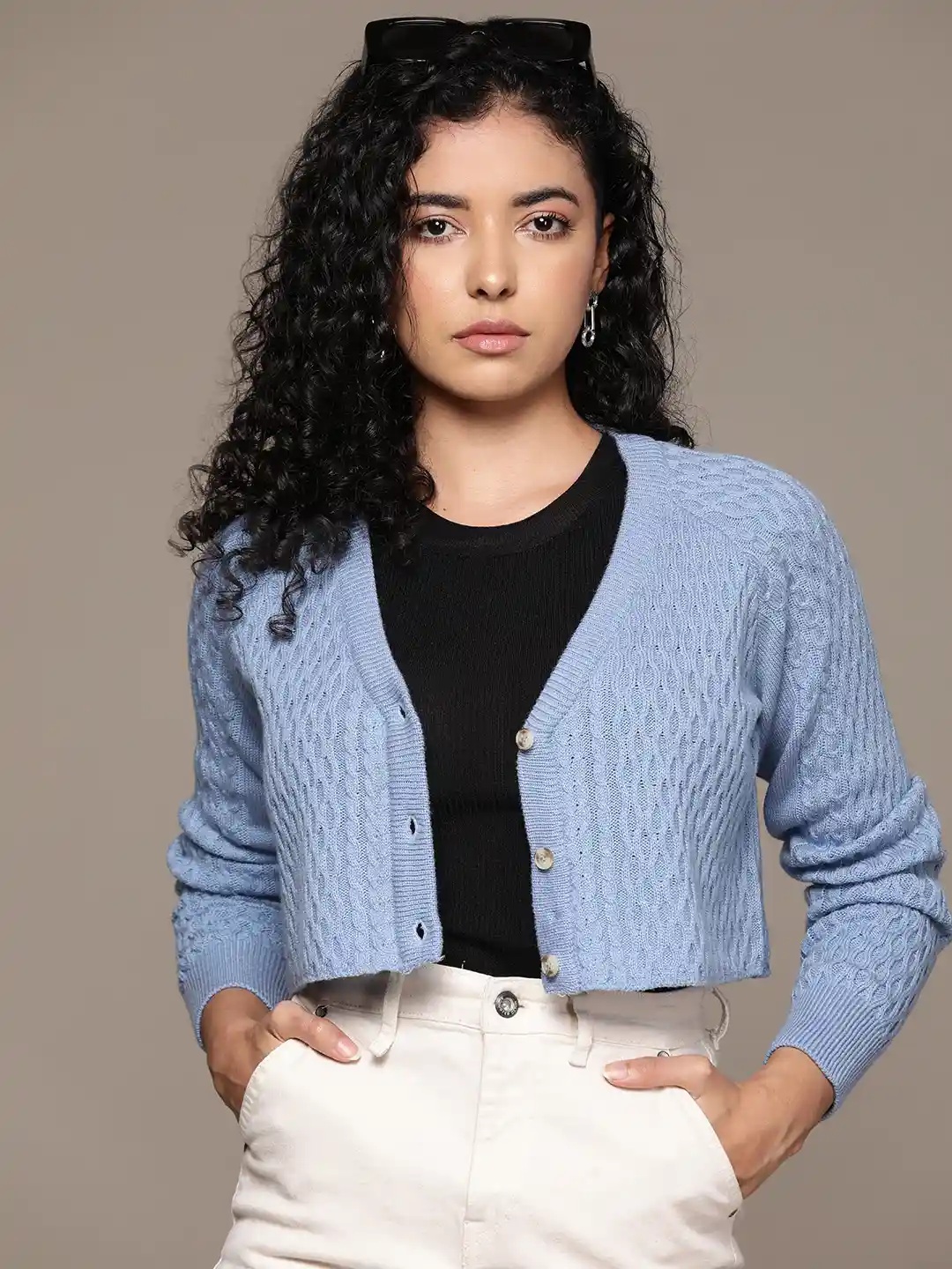 Buy The Roadster Lifestyle Co. Acrylic Cable Knit Crop Cardigan