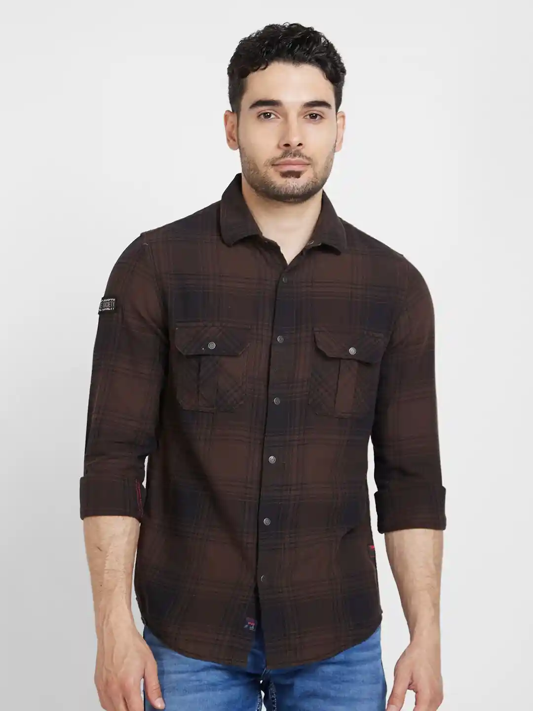 Buy SPYKAR Classic Slim Fit Tartan Checks Cotton Casual Shirt