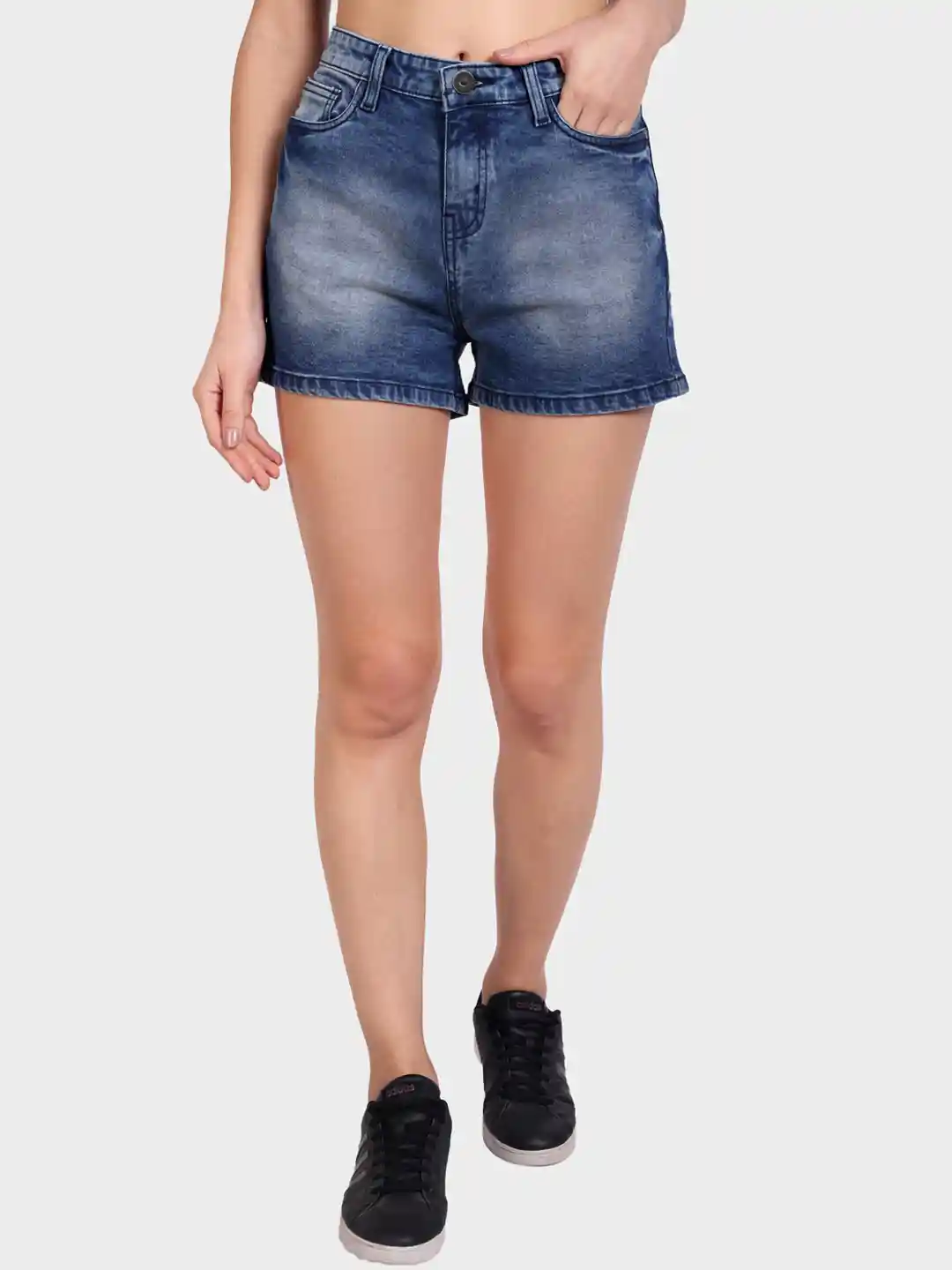 Buy Roadster Women Washed High-Rise Denim Hot Pants Shorts