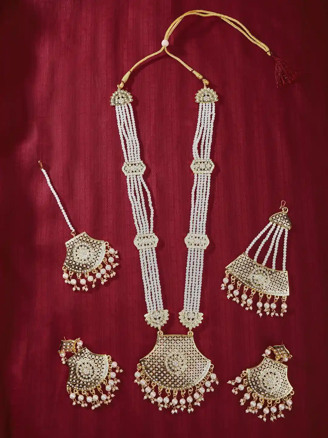 Buy The Pari Gold-Plated Long Stone-Studded Jewellery Set With