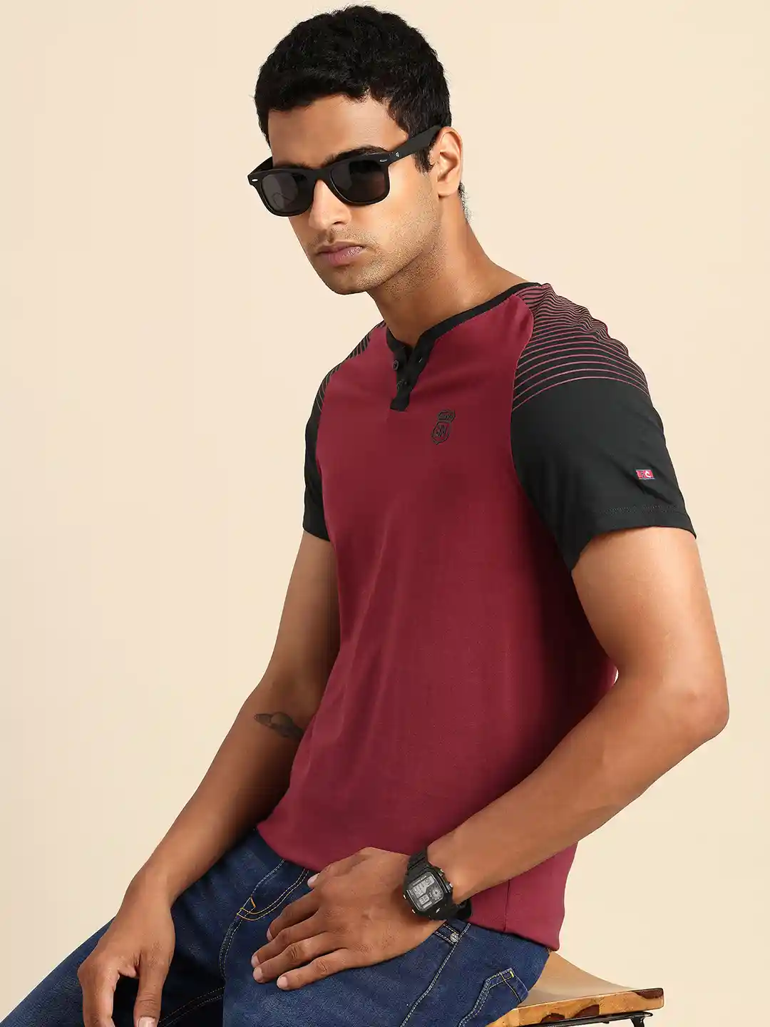 Buy Being Human Pure Cotton Henley Neck T-shirt Tshirts for Men