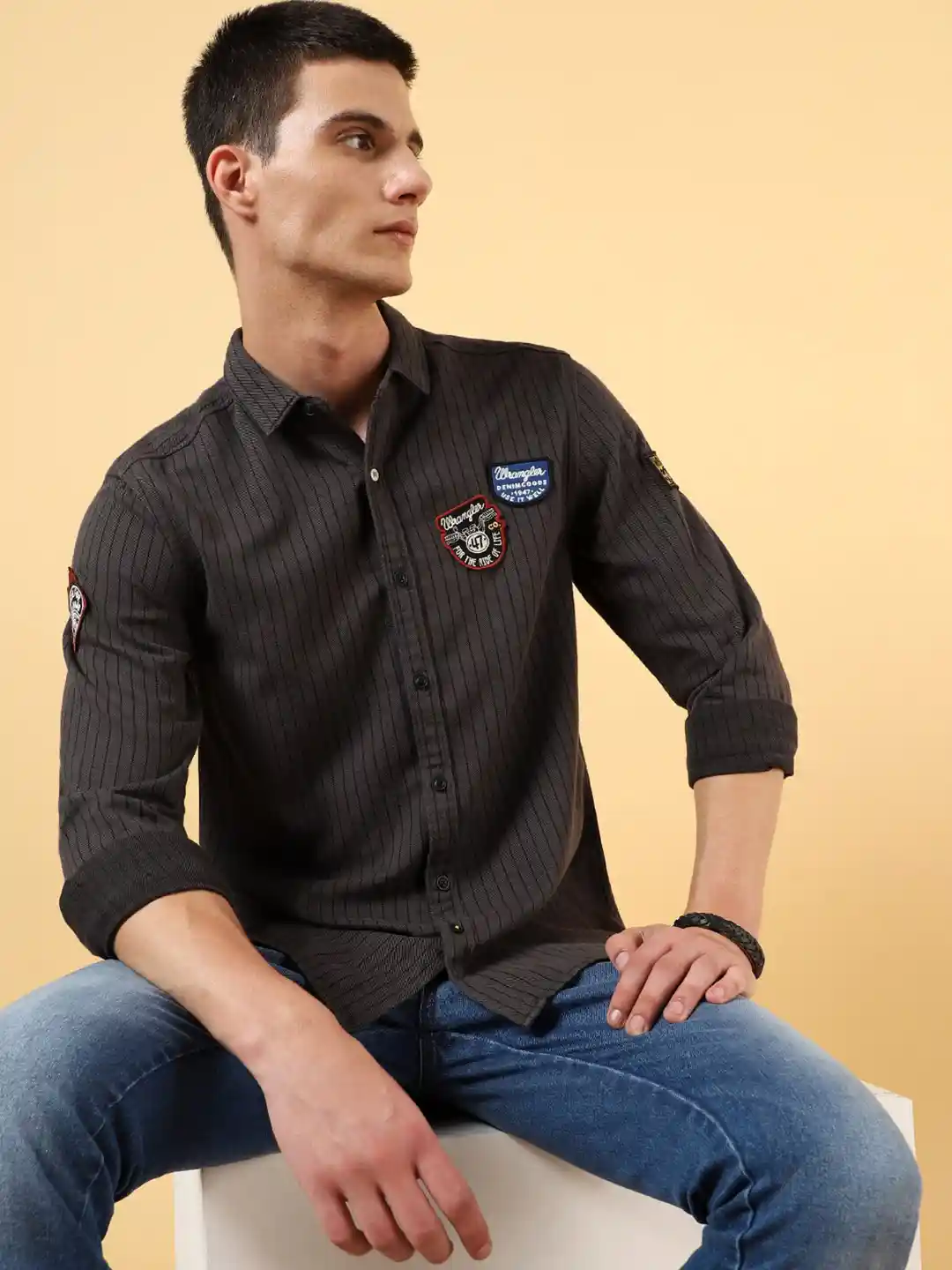 Wrangler Striped Spread Collar Opaque Cotton Casual Shirt