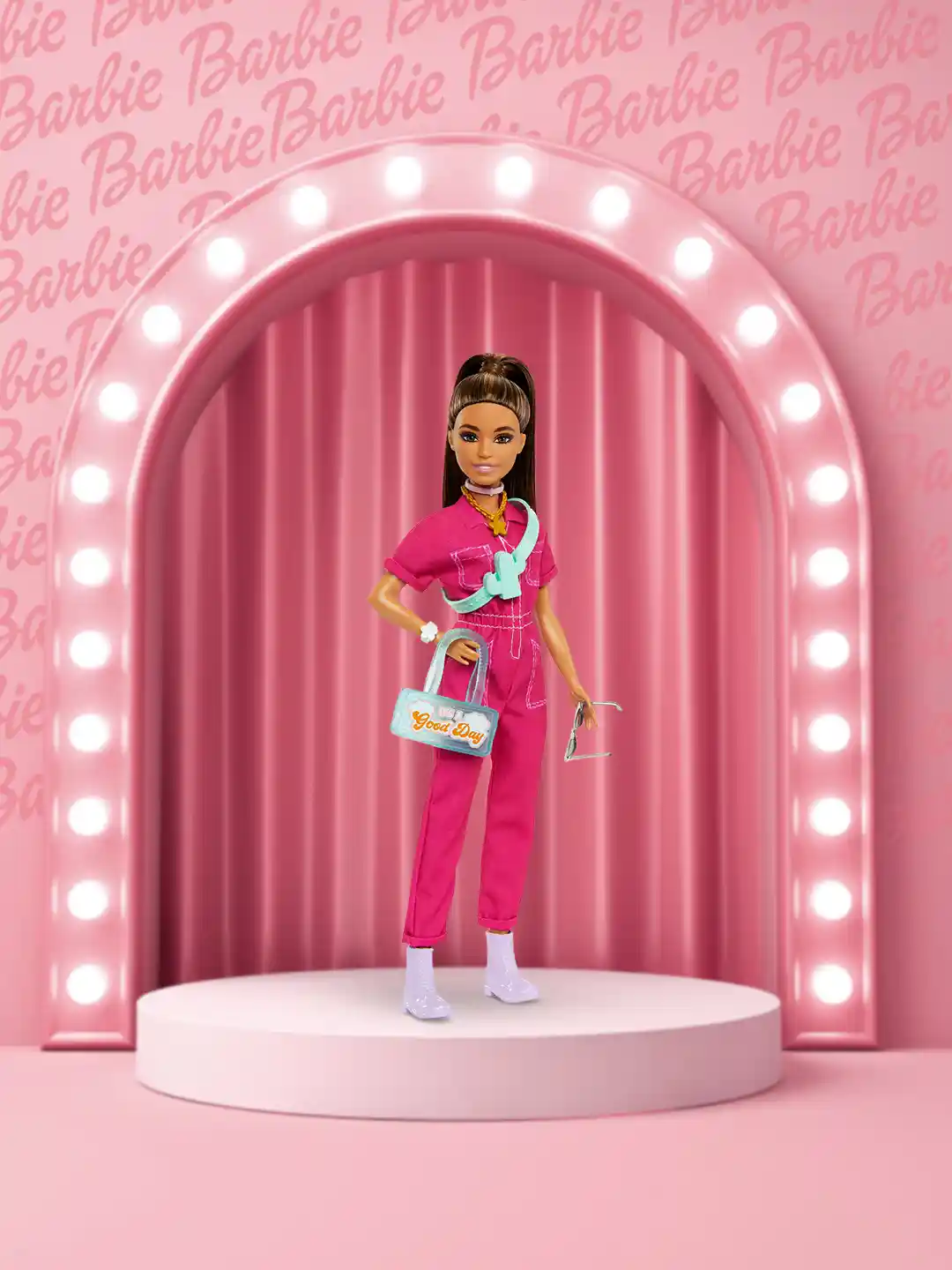 Buy Barbie Doll in Trendy Jumpsuit with Storytelling Accessories