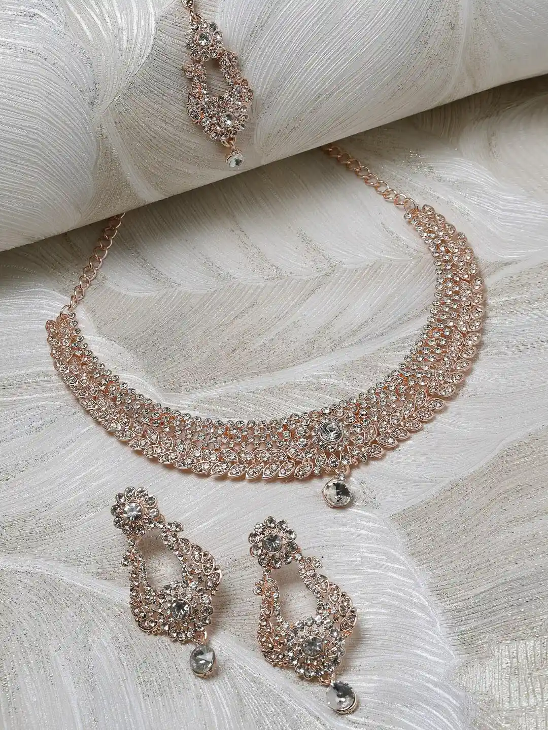 Indian Bridal Set Bridal Rose Gold Jewelry Peora Rose Gold Plated