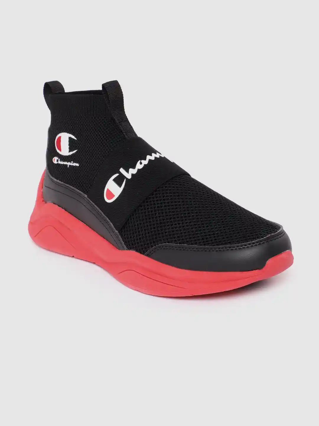 Champion Men Woven Design Brand Logo Detail Mid-Top Sneakers