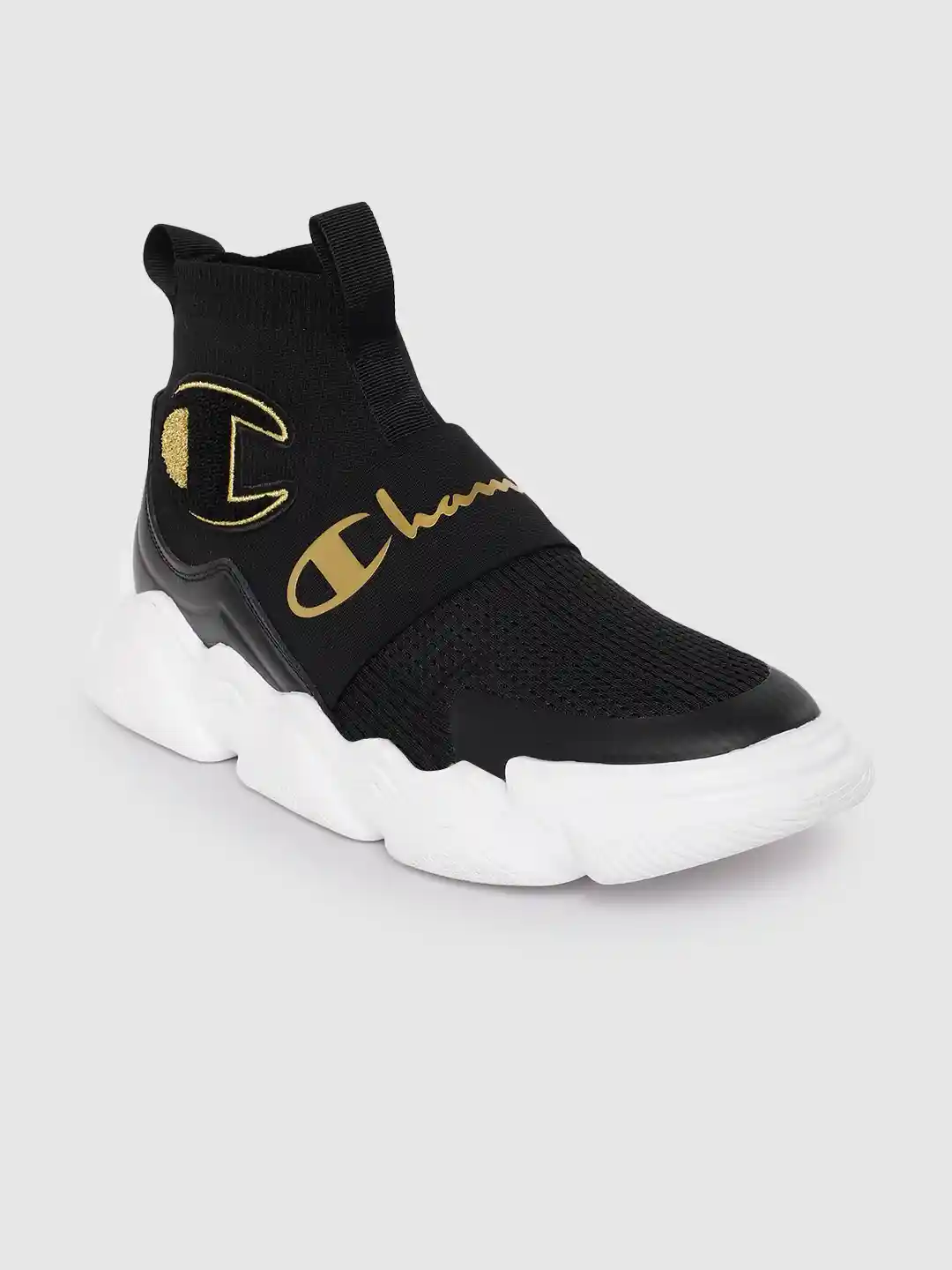 Champion Men Woven Design Brand Logo Print Mid-Top Sneakers