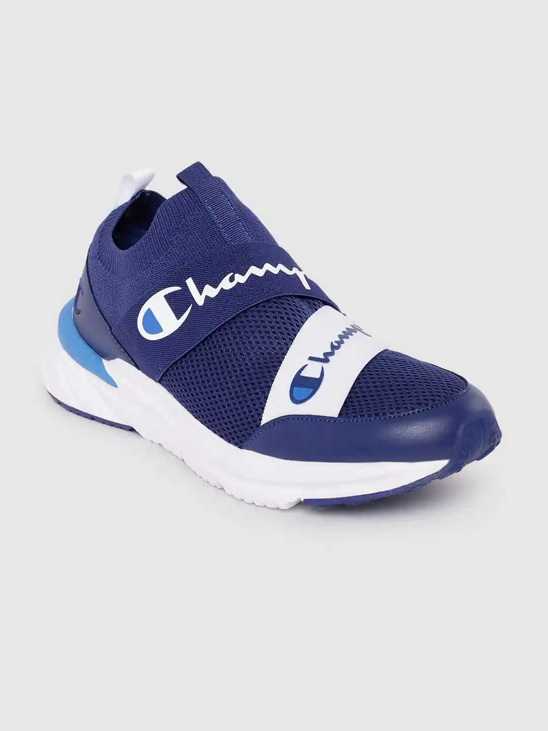 Champion Men Woven Design Brand Logo Printed Mid-Top Sneakers