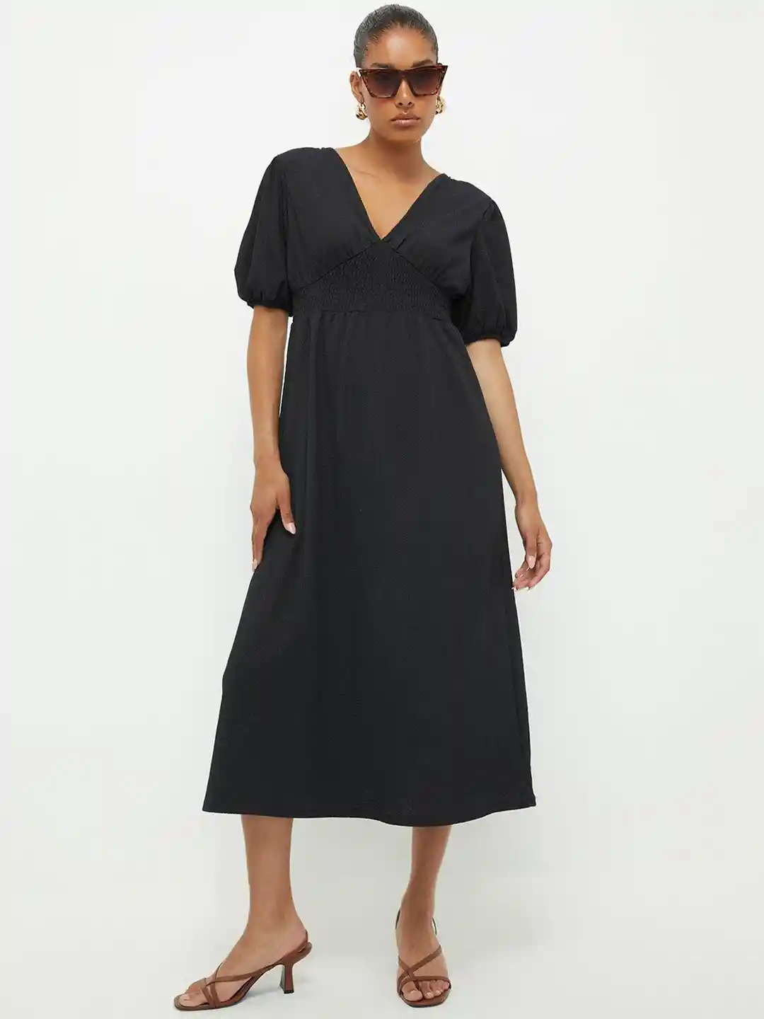 DOROTHY PERKINS Puff Sleeves A-Line Midi Dress