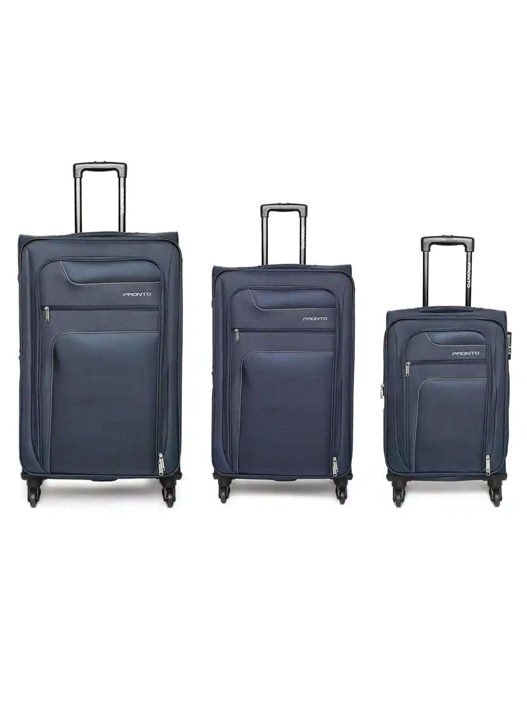 Buy Pronto Unisex Set of Navy Spinner 58 Trolley Bags in Small