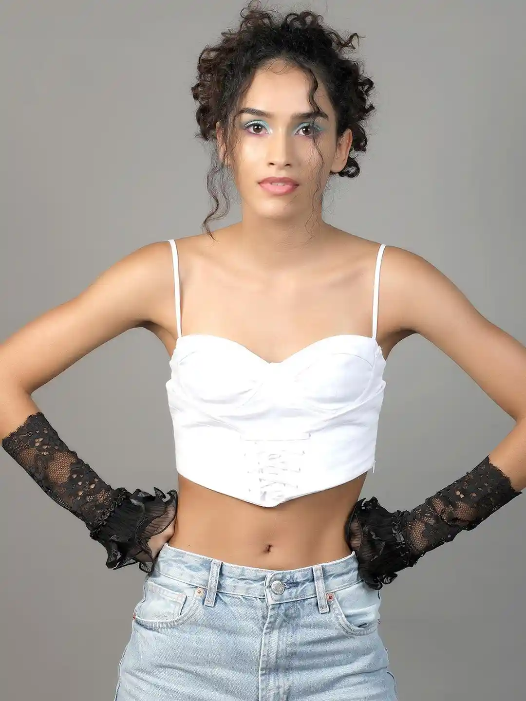 Buy ODETTE Self Design Lace Frills Details Hand Gloves Gloves