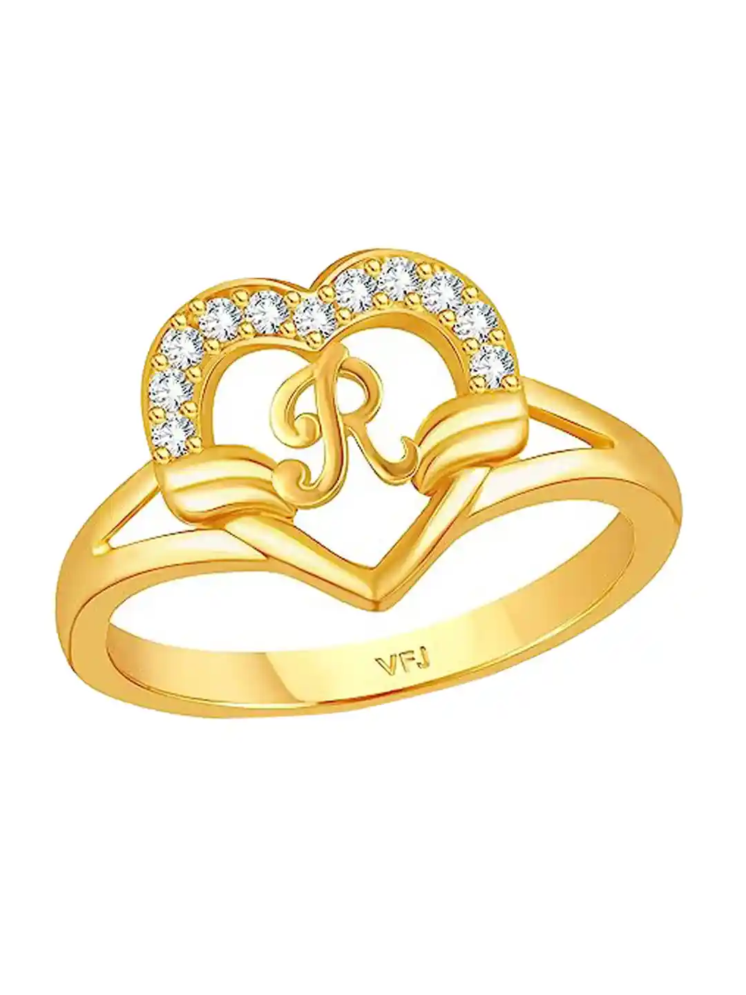 Buy Vighnaharta Gold-Plated CZ Studded Alphabet R Finger Ring
