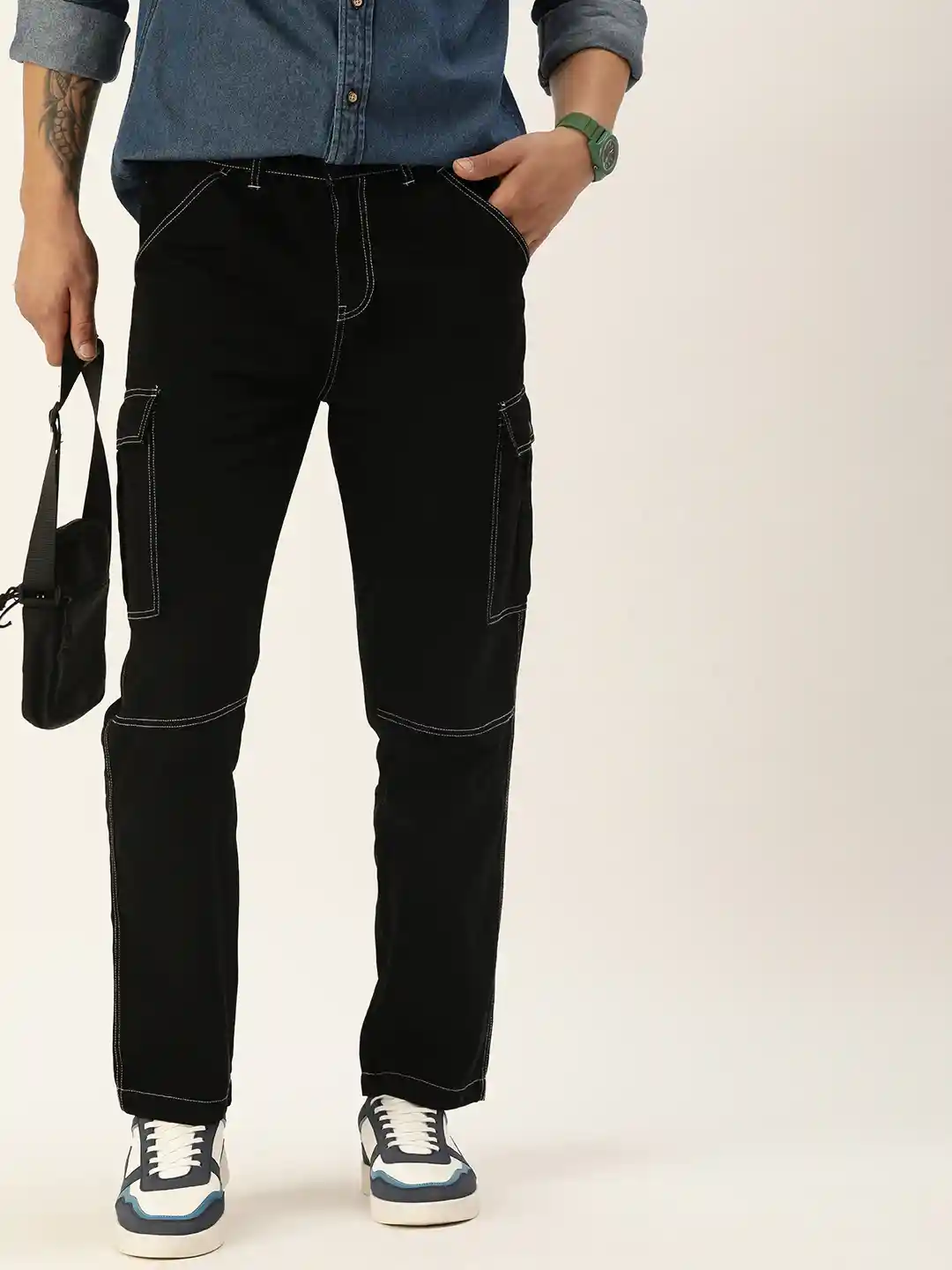 Buy Bene Kleed Men Relaxed Fit Cotton Cargos Trousers with