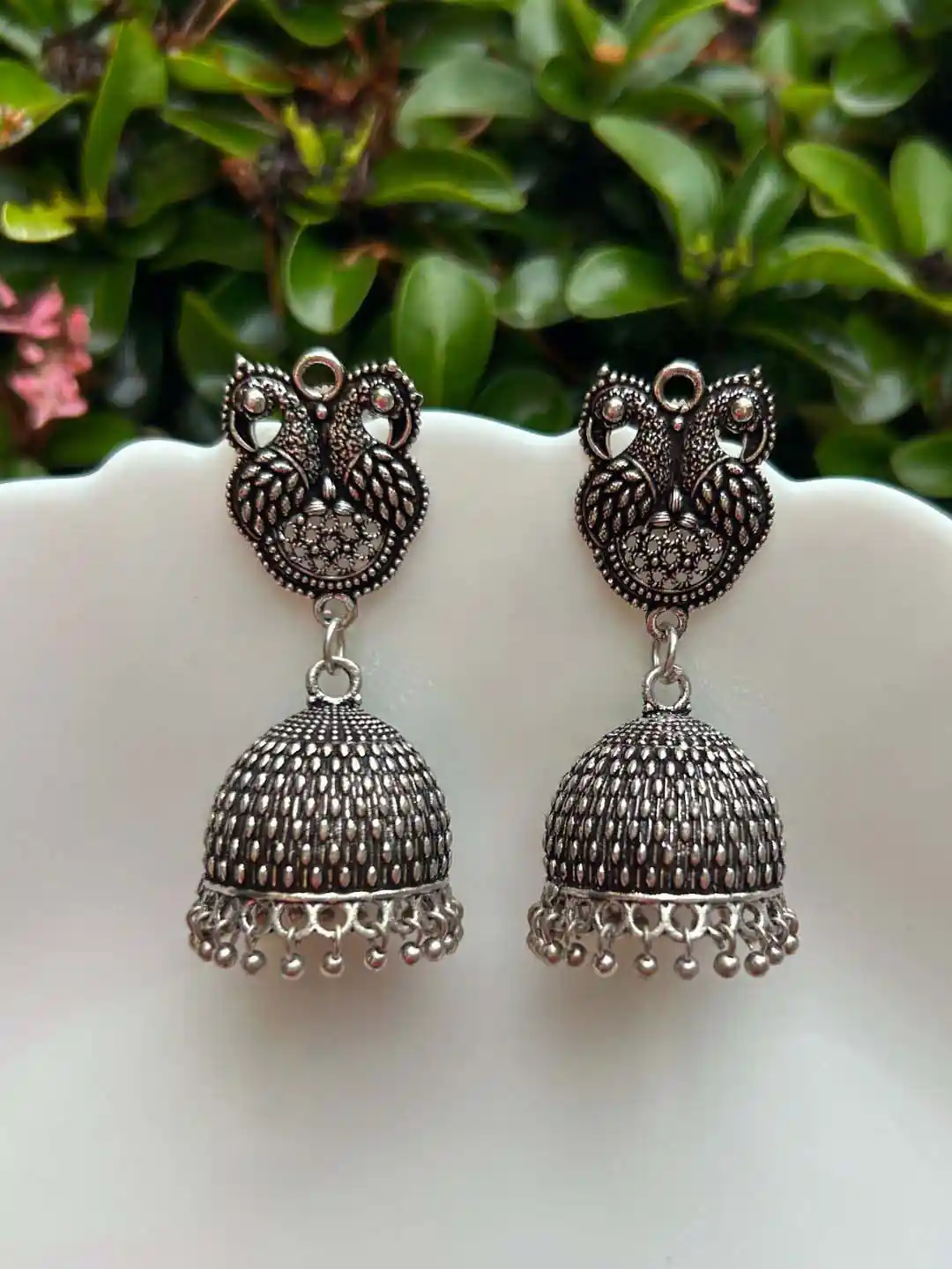 Oxidised Silver Jhumka Black Metal Oxidised Jhumkas Traditional