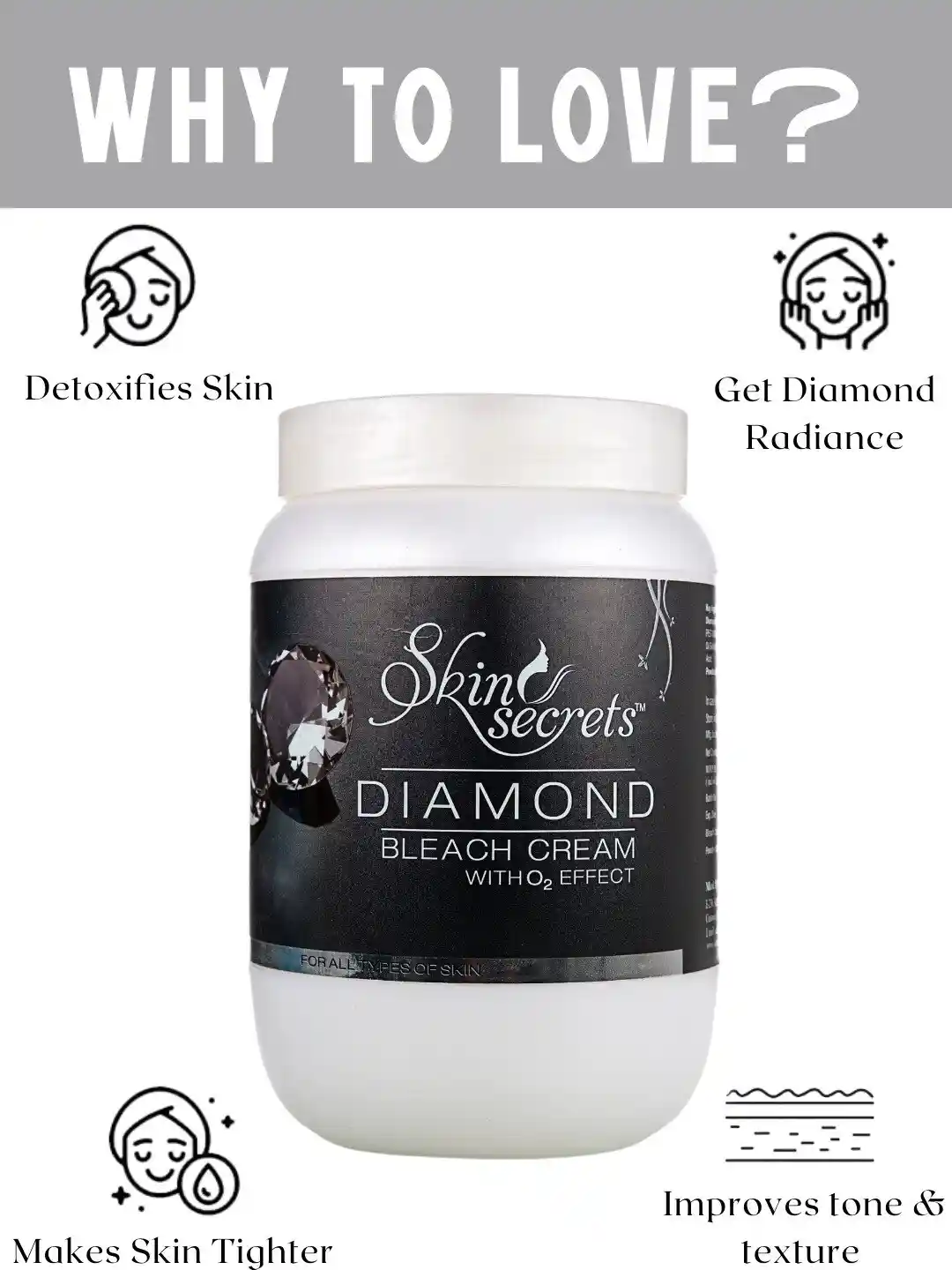 Buy Skin Secrets Diamond Bleach Cream with O2 Effect - 1 Kg