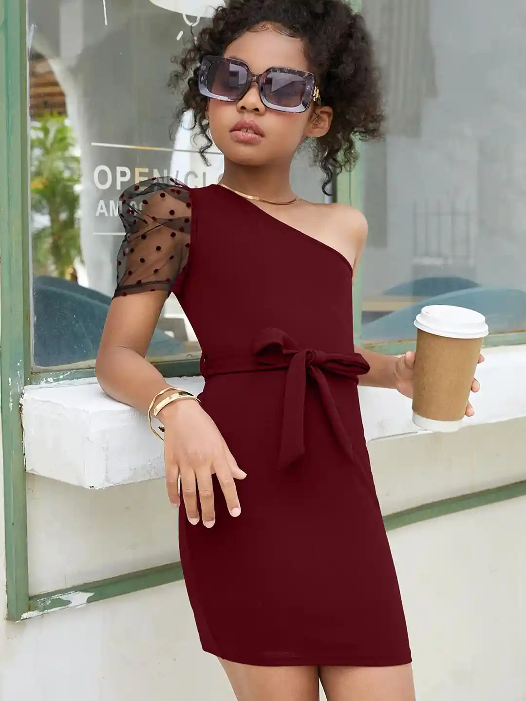 Buy ADDYVERO Girls One Shoulder Bodycon Mini Dress Dresses for