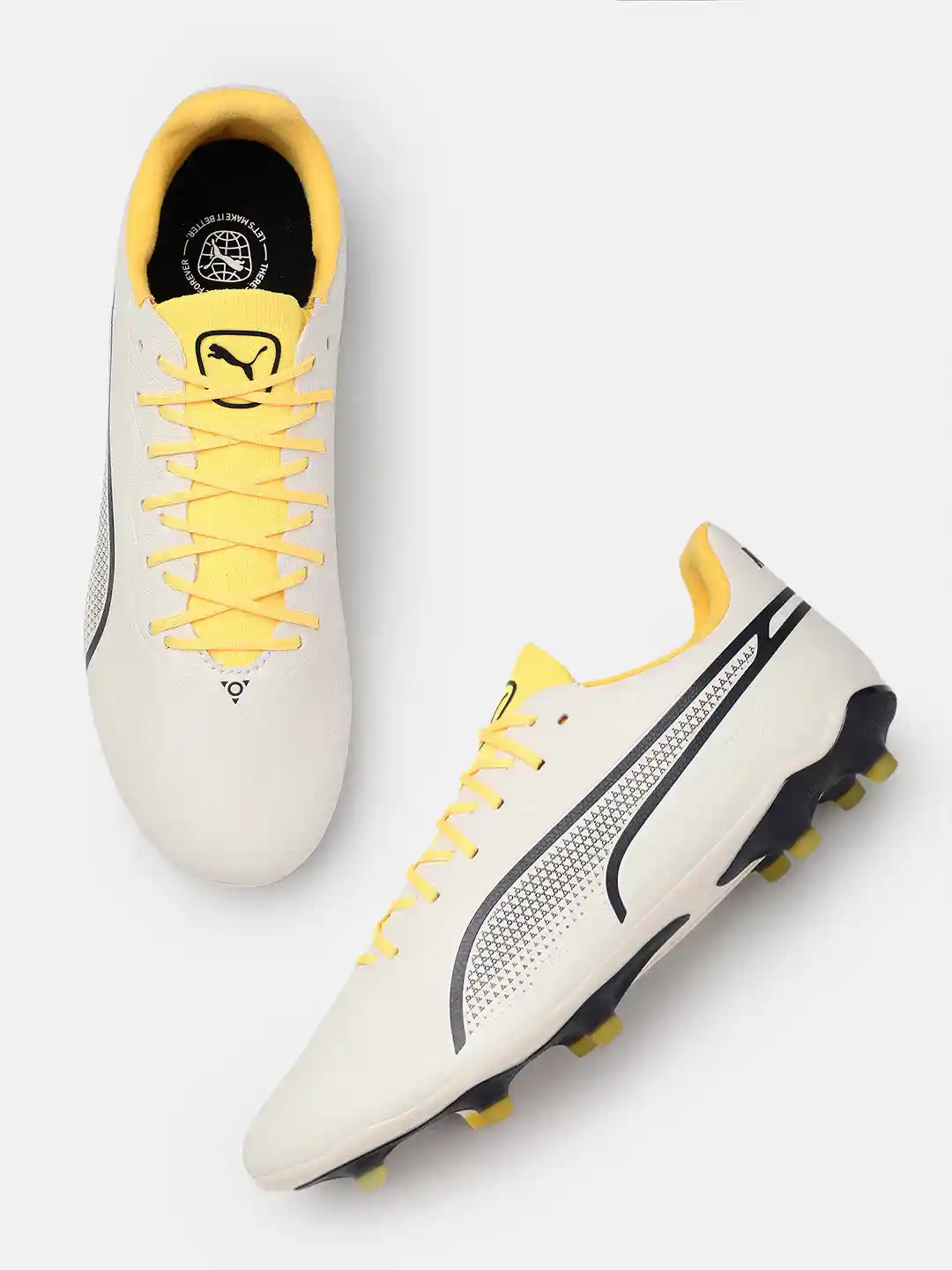 PUMA KING サッカーシューズ ホワイト/イエロー Buy Puma Unisex King Pro FG/AG Football Shoes - Sports Shoes for