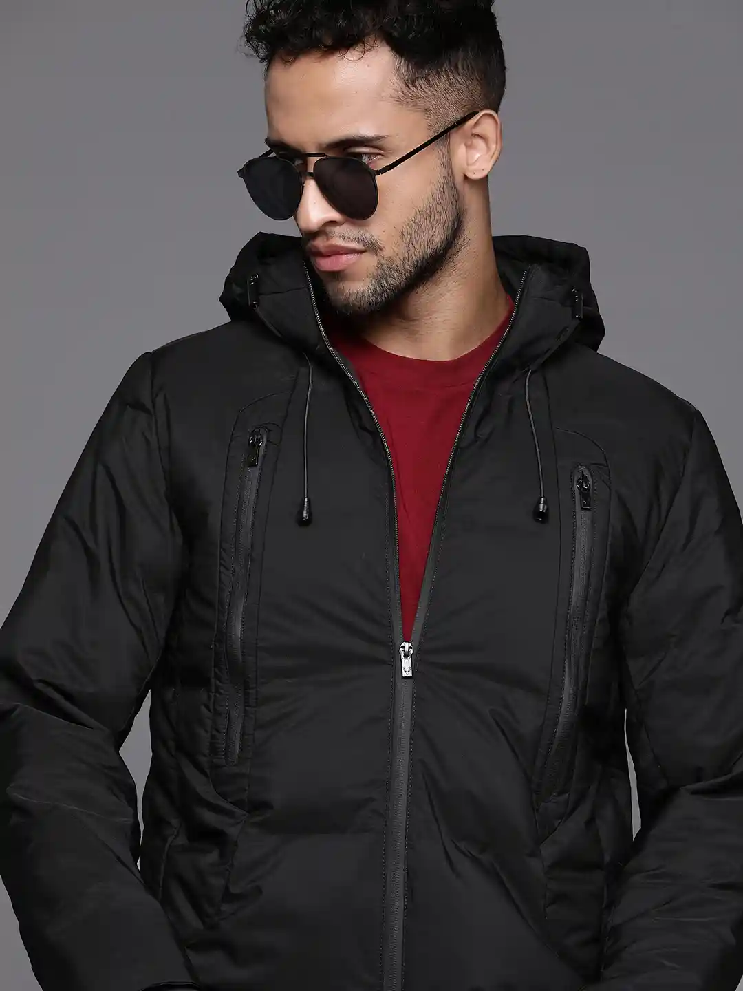 Buy Allen Solly Solid Hooded Padded Jacket Jackets for Men