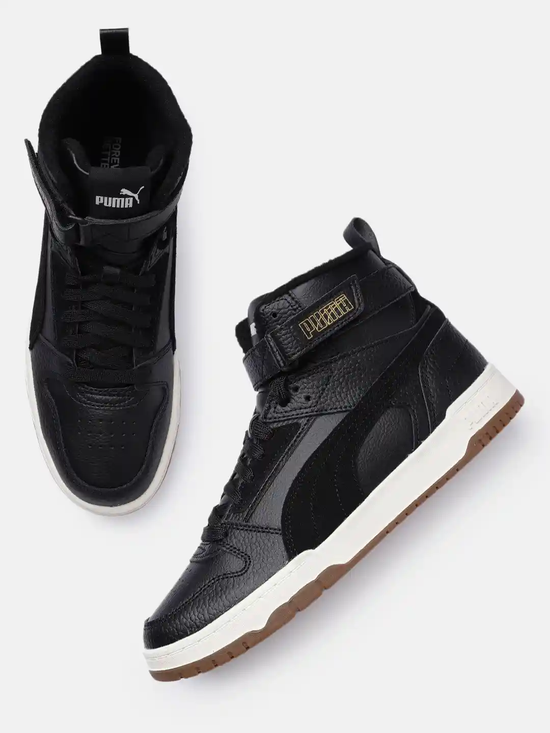 Buy Puma Unisex Perforations RBD Game WTR Leather Mid-Top Sneakers