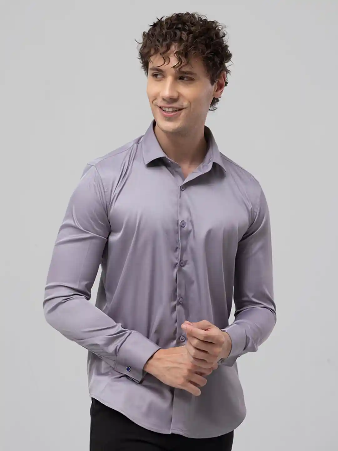 Snitch Men Grey Classic Slim Fit Opaque Casual Shirt