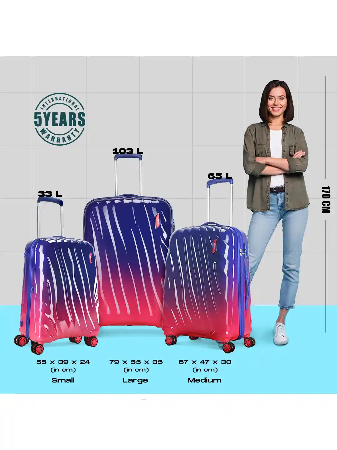 Buy Skybags Bloom Printed Hard-Sided 360-Degree Rotation Large