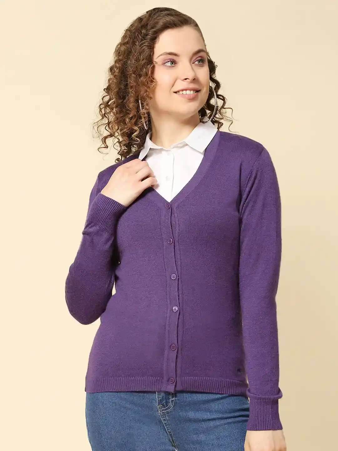 Buy Monte Carlo V-Neck Full Sleeve Ribbed Modal Cardigan
