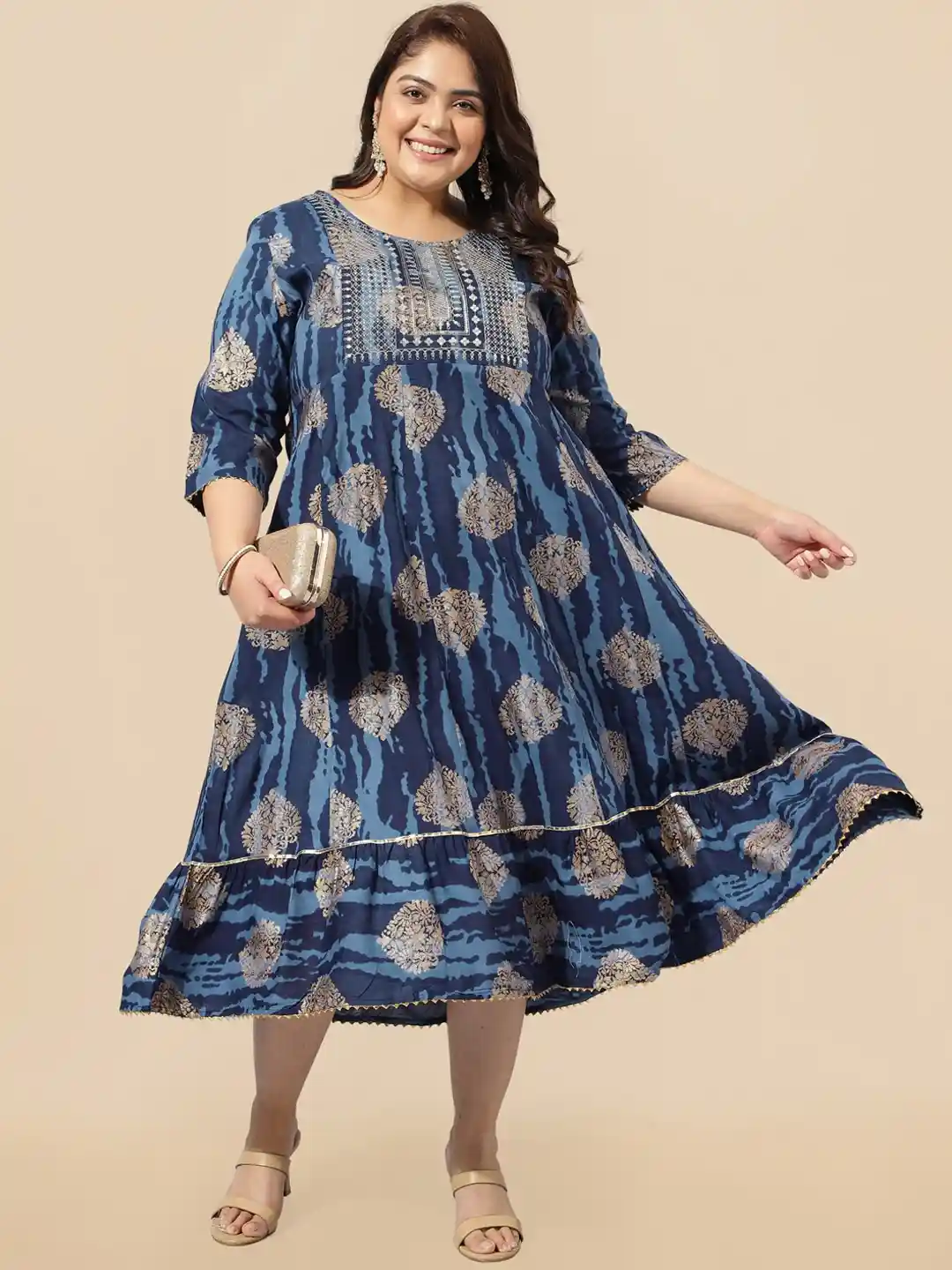 Buy MIRCHI FASHION Plus Size Blue Ethnic Motifs Printed
