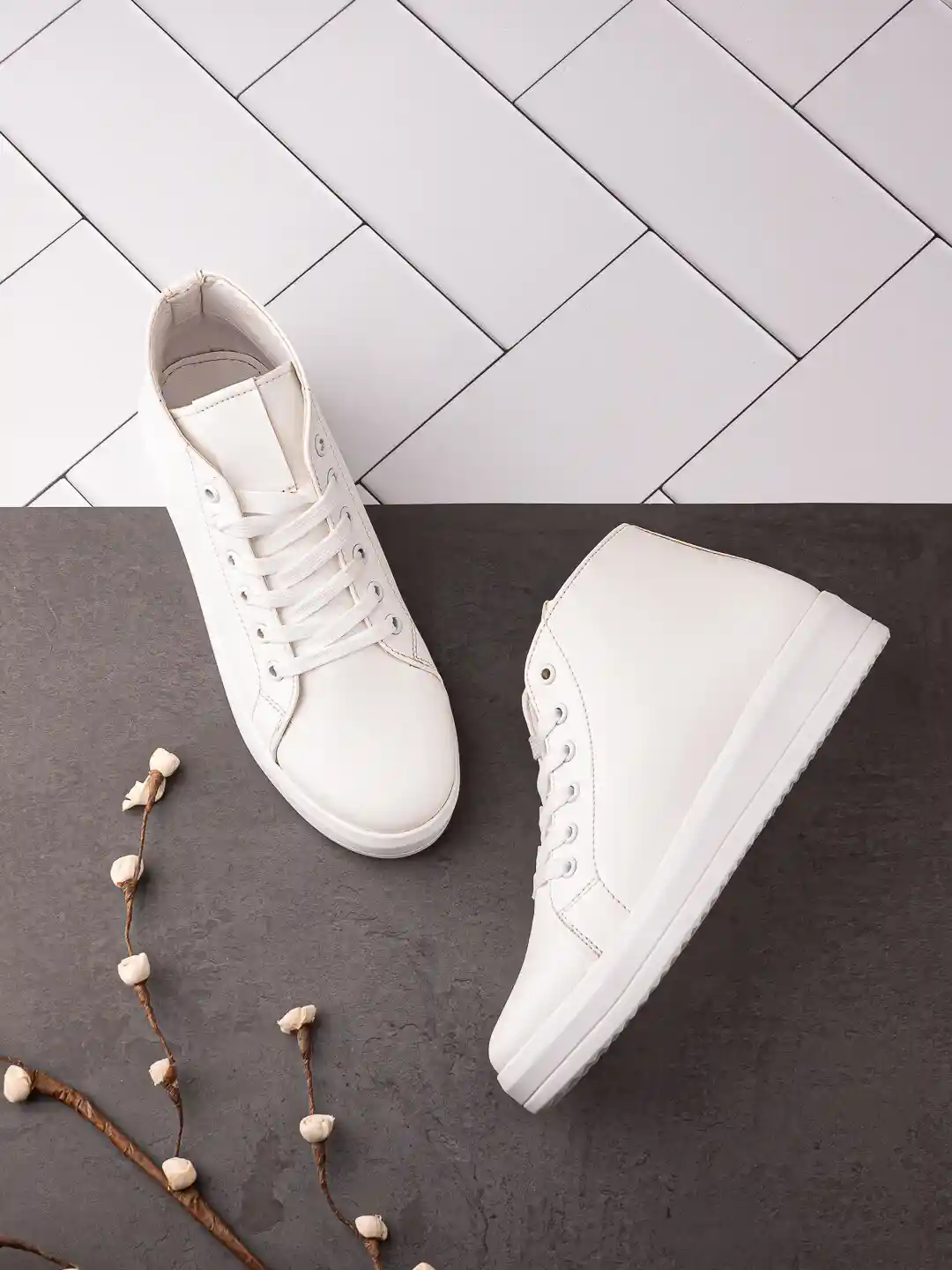 Buy DressBerry Women White Canvas Mid-Top Sneakers - Casual Shoes for Women  24131524 | Myntra